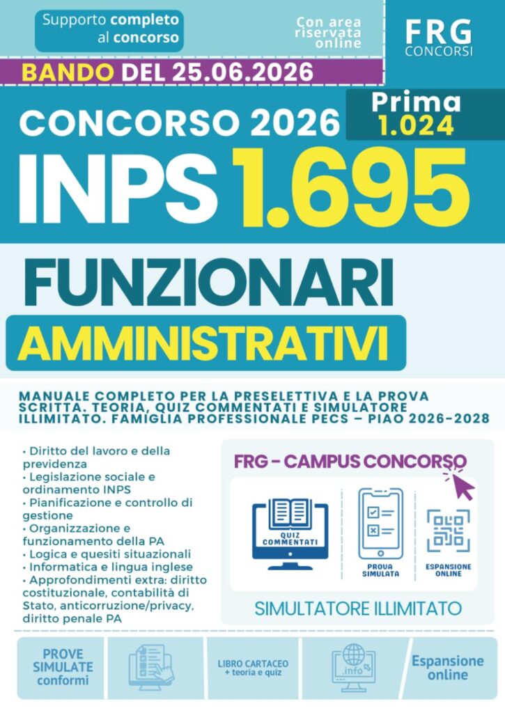 Concorso INPS 2026 – 1.695 Funzionari Amministrativi PECS – manuale FRG New Press