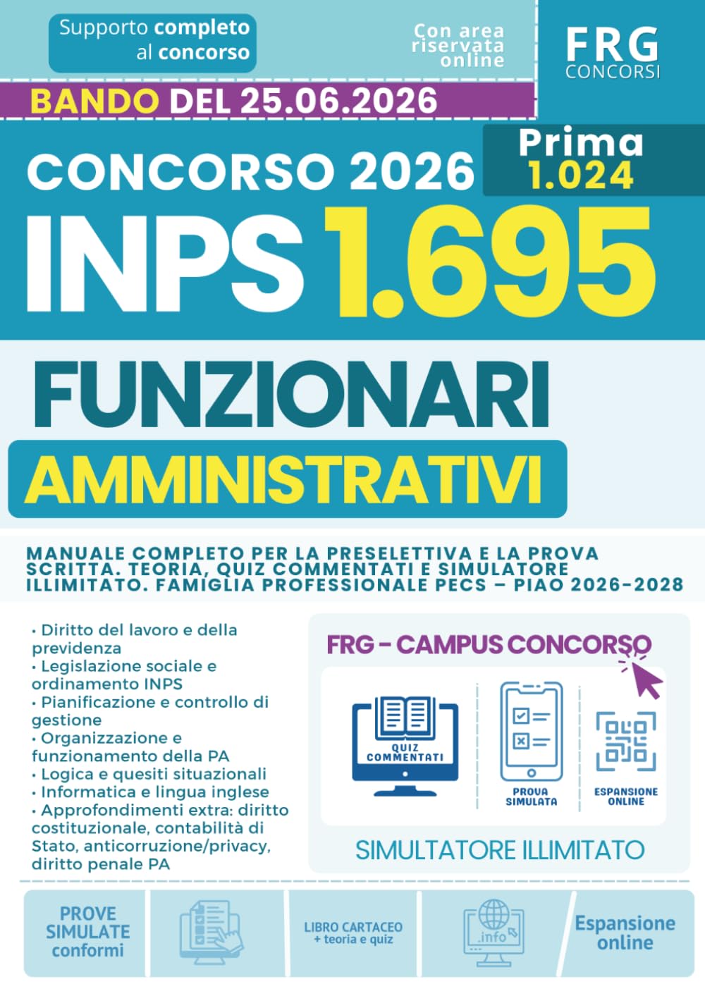 Libro Concorso INPS 2026 – 1.695 Funzionari Amministrativi PECS | FRG New Press