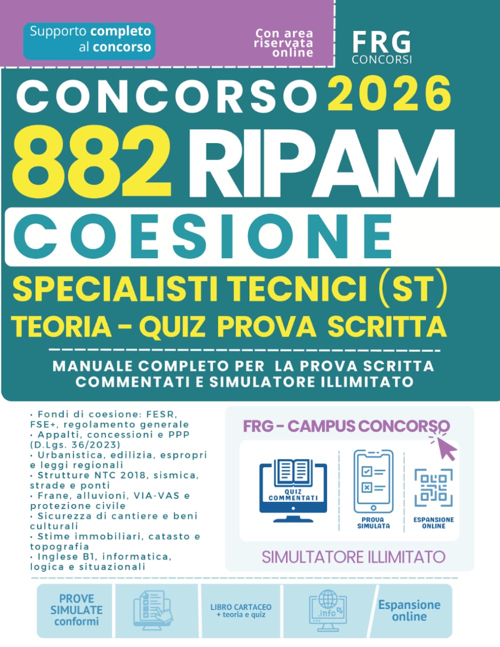 Libro Concorso RIPAM Coesione 2026 - 882 Specialisti Tecnici | FRG New Press