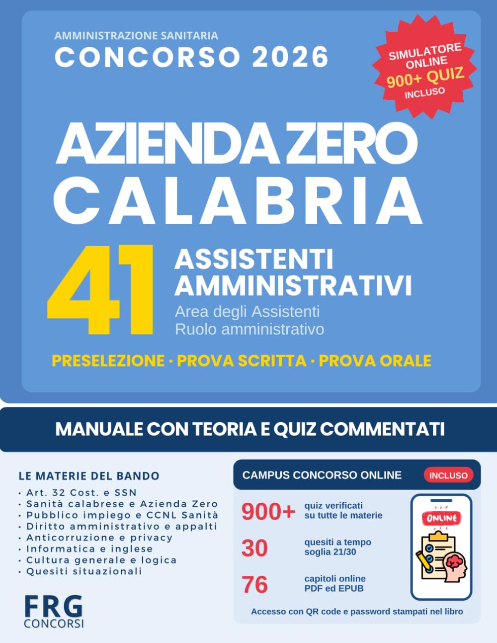 Libro Concorso Azienda Zero Calabria 2026 - 41 Assistenti Amministrativi | FRG New Press