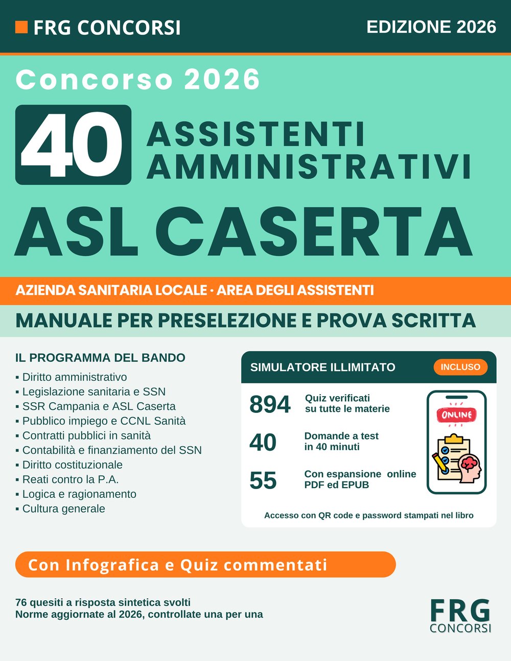Libro Concorso ASL Caserta 2026 - 40 Assistenti Amministrativi | FRG New Press