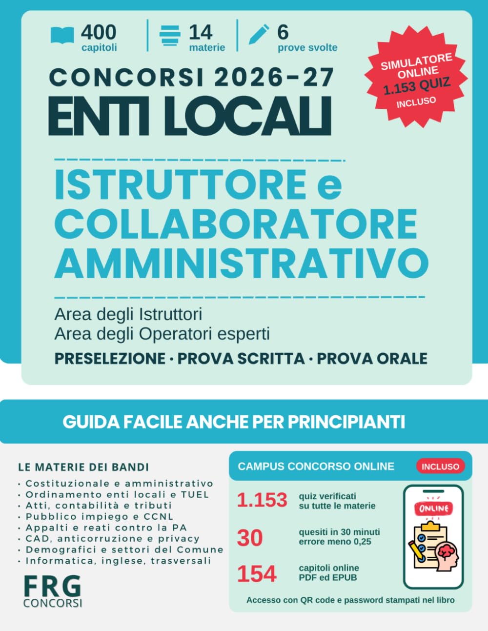 Libro Concorso Enti Locali 2026-27 - Istruttore Amministrativo e Collaboratore Professionale | FRG New Press