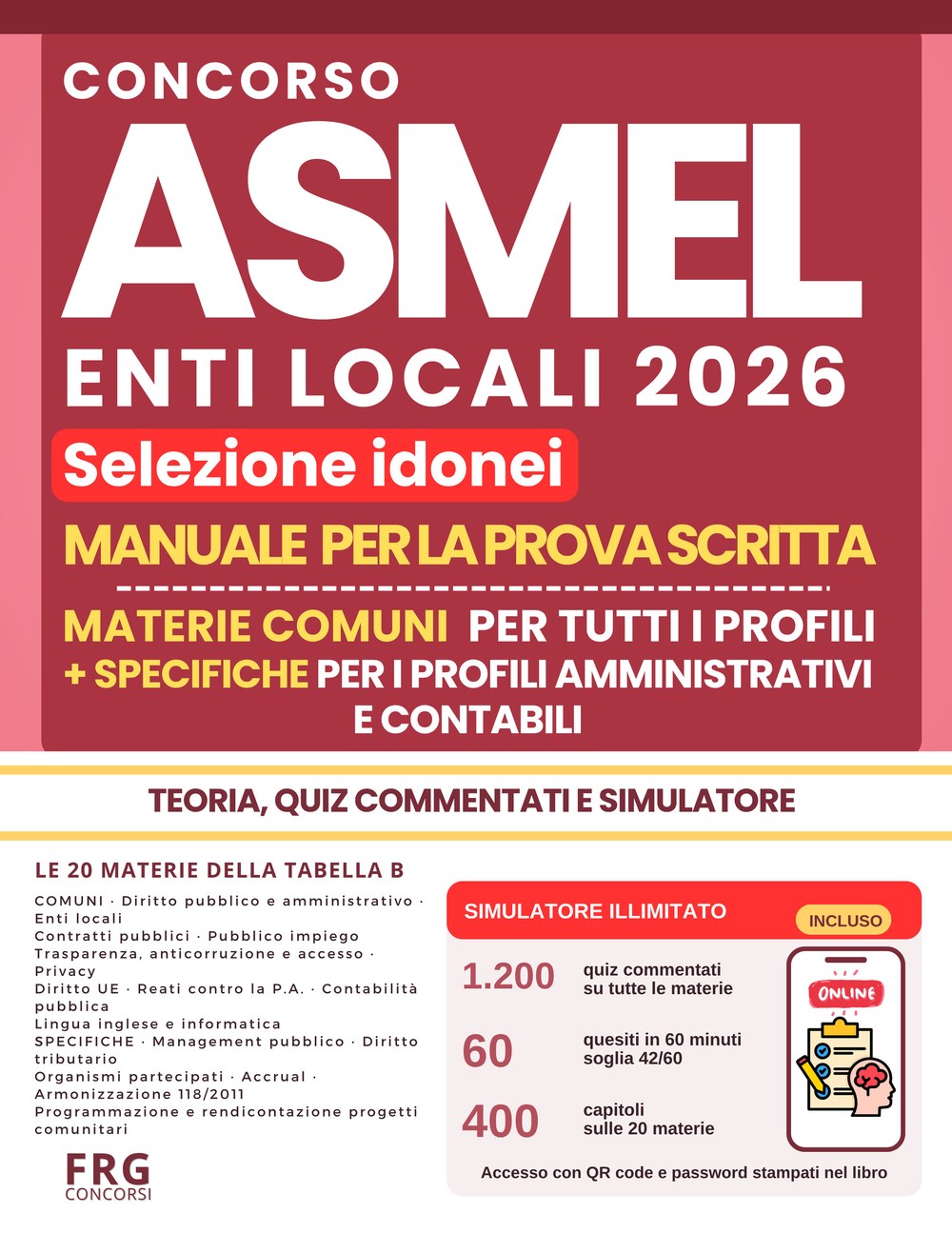 Libro Concorso ASMEL Enti Locali 2026 - Profili amministrativi e contabili | FRG New Press