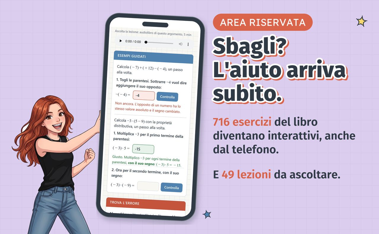 Area riservata: gli esercizi del libro diventano interattivi anche dal telefono, con l'aiuto se sbagli e le lezioni da ascoltare